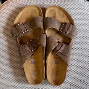 Birkenstock Arizona Soft Footbed Habana Oiled Leather Double Strap Sandals
